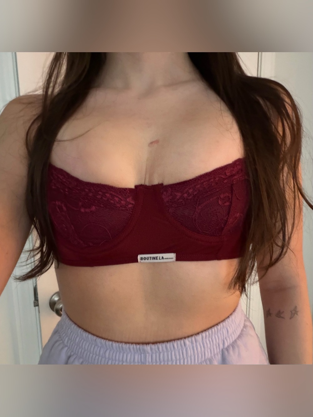 Boutine LA Plum Lace Ribbed Top